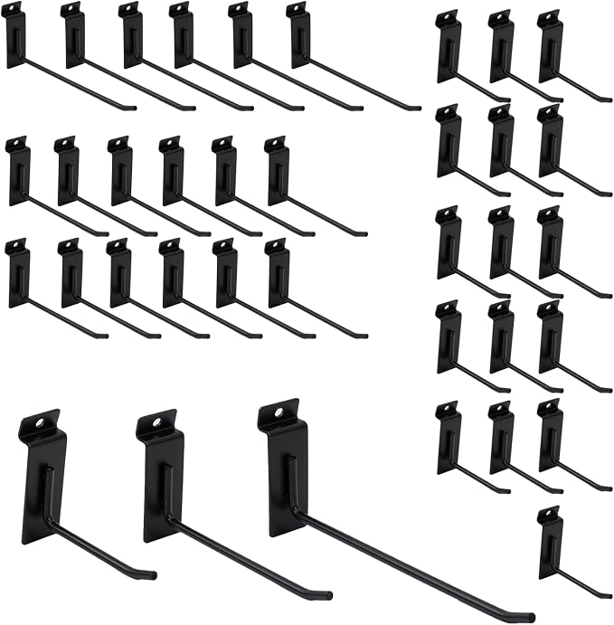 Slatwall Hangers & Hooks 34 Pcs 4-8 Inch, Metal Slatwall Paneling Hooks by FRAYSCENT