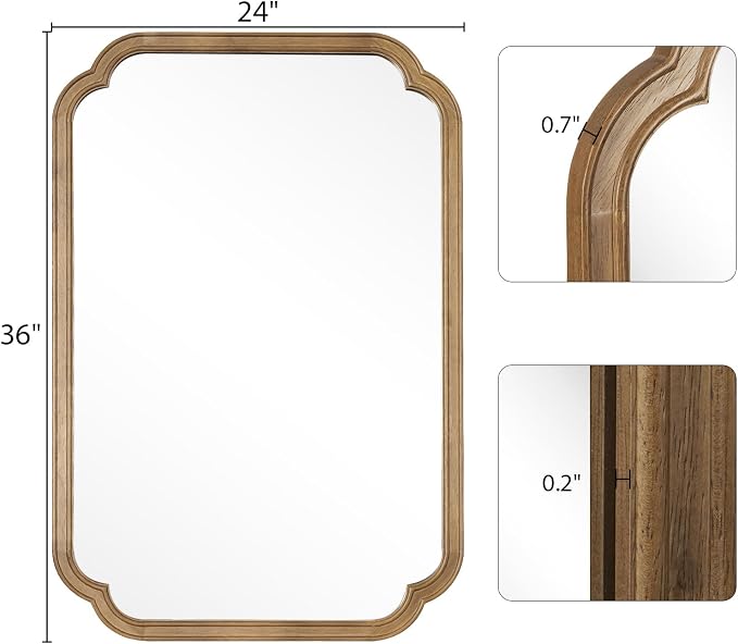 WallBeyond 24" x 36" Rounded Corner Arch Wall Mirror - Image 6