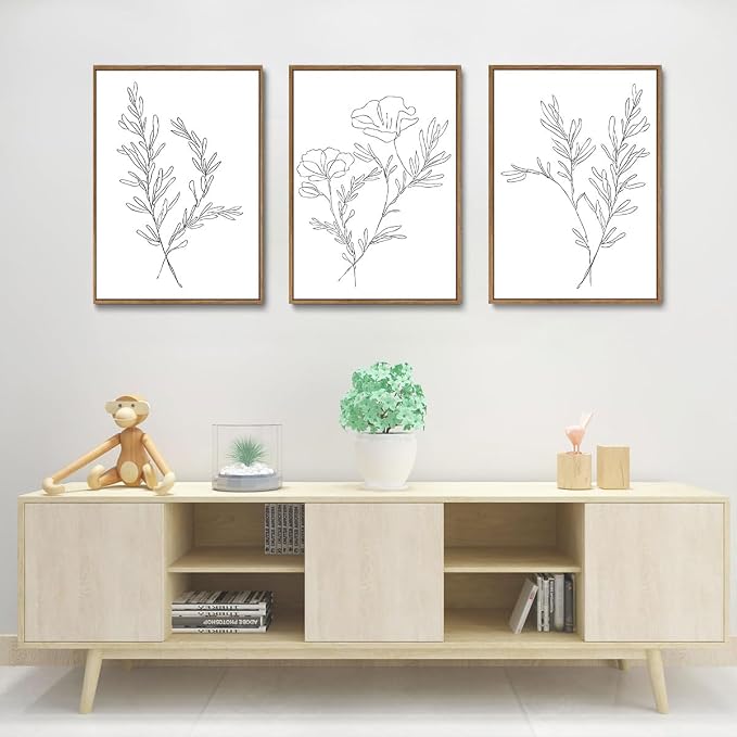 KISSFOX 3 Piece Framed Wall Art Botanical Wall Decor Floral Pictures Wildflower - Image 4