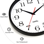 HIPPIH 2 Pack Silent Wall Clock, 12 Inch Non Ticking Quiet Digital Sweep - Image 2