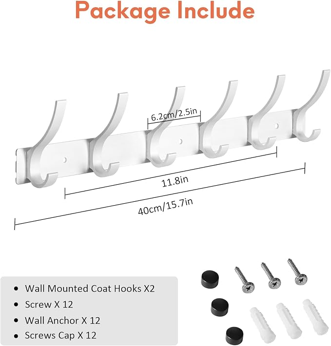 Optish Coat Rack Wall Mount, Coat Hook Wall Mount, Wall Hooks - Image 5
