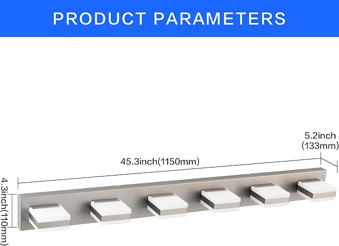 SOLFART LED Modern Bathroom Vanity Lights Over Mirror, Brushed Nickel Vanity - Image 6