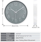 JUSTUP 12in Non-Ticking Wall Clock, Silent Battery Operated Wall Clock - Image 5