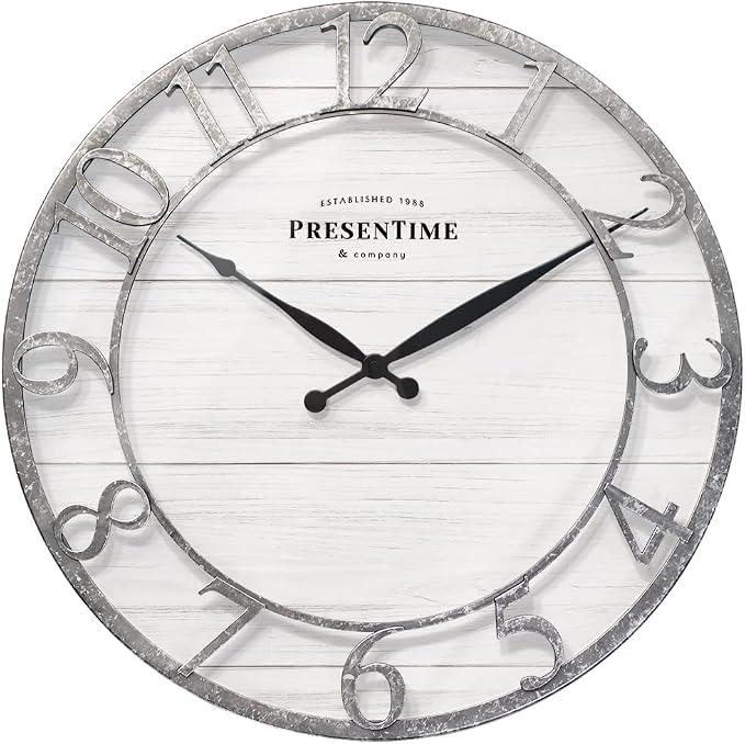 Presentime & Co 21" Farmhouse Series Wall Clock, Shiplap Style, Raised 3D by Presentime