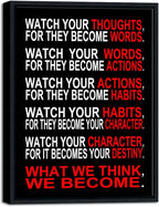 Pyradecor Black Framed Canvas Wall Art Inspirational Poster Office Positive by Pyradecor