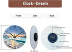 Blue Beach Wall Clock for Bedroom Glass Wall Clocks Battery Operated 12 Inch - Image 7