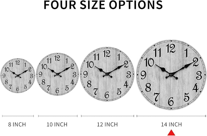 Wall Clock 14 Inch, Vintage Rustic Wooden Clocks Decorative - Image 3