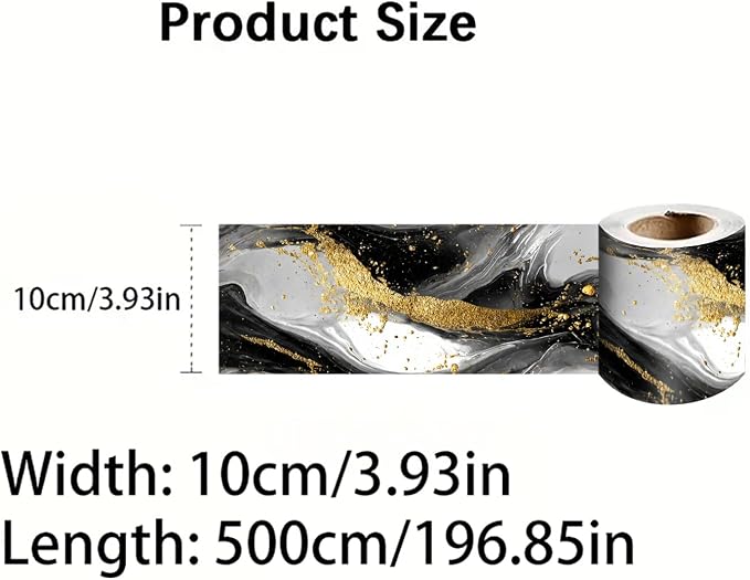 Marble Wave Wallpaper Border 196x4 Inch Peel and Stick Wall Border Black White - Image 4