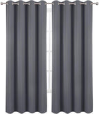 LEMOMO Blackout Curtains 52 x 90 Inch Long Grey Curtains Set of 2 Panels Room - Image 2
