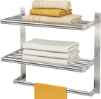 BETHOM Towel Shelf for Bathroom Wall Mounted, 3-Tier Hotel Style Towel Rack by Bethom