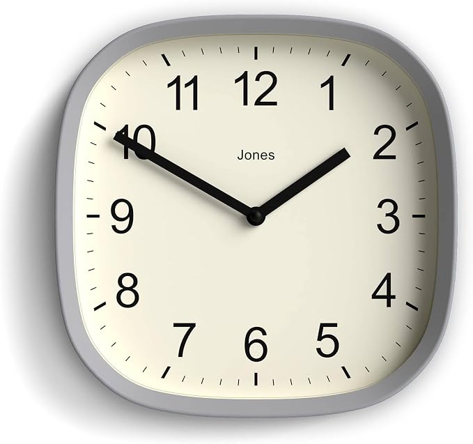 JONES CLOCKS® Sprite wall Clock | Modern Retro Rounded Square Clock | 10 inch | by JONESCLOCKS