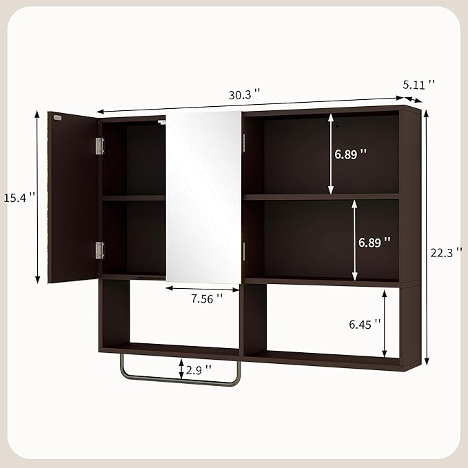 Medicine Cabinet, Wooden Bathroom Wall Cabinet - Image 2