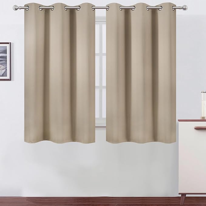 LEMOMO Khaki Blackout Curtains 42 x 54 Inch Length Set of 2 Panels Grommet by Lemomo