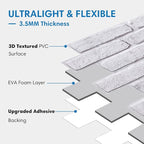 COMSTICKC 3D White with Gray Spots Faux Brick Wall Panel Peel and Stick Wall - Image 4