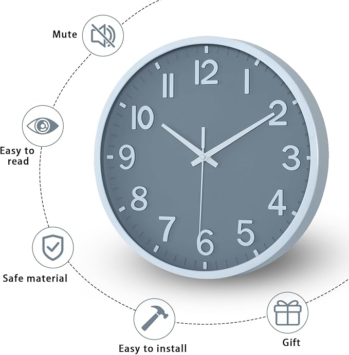 Wall Clocks Battery Operated 10 inch Modern Wall Clock, Silent Non Ticking Wall - Image 4