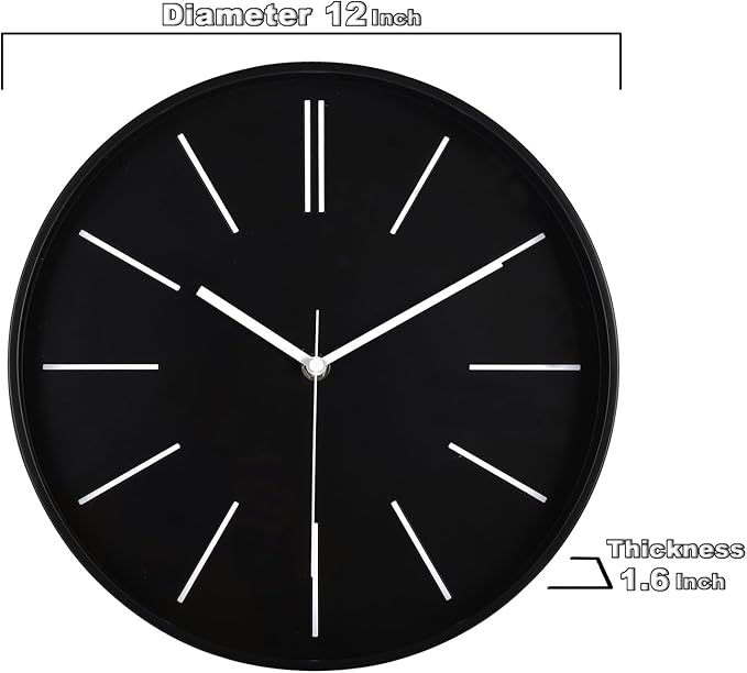 zyzamay Modern 12 Inch Round 3D Wall Clock, Silent Quartz Battery Operated - Image 3
