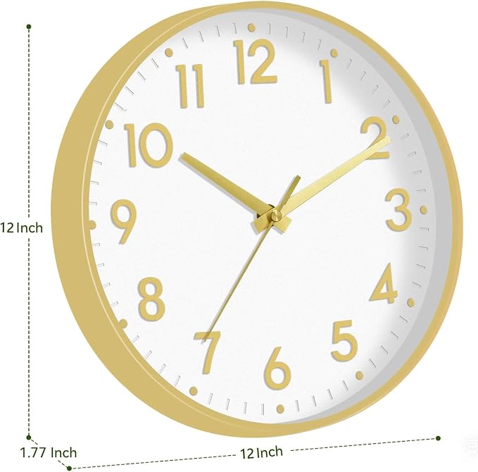 Mosewa Wall Clock 12 Inch, Battery Operated Silent Non-Ticking Modern Analog - Image 3