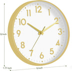 Mosewa Wall Clock 12 Inch, Battery Operated Silent Non-Ticking Modern Analog - Image 3