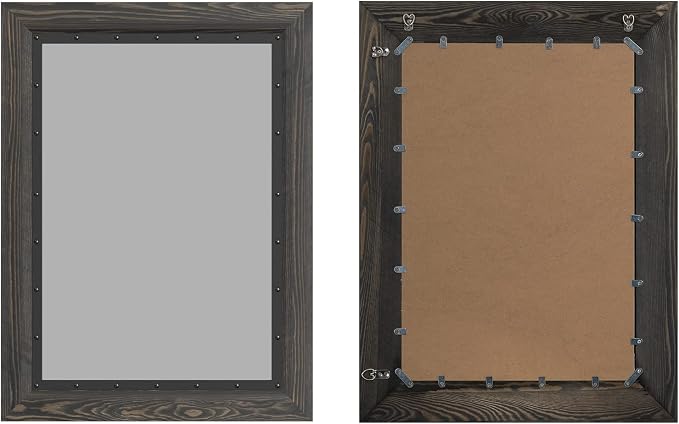 YOSHOOT Rustic Wooden Framed Wall Mirror, Natural Wood and Iron Bathroom Vanity - Image 4