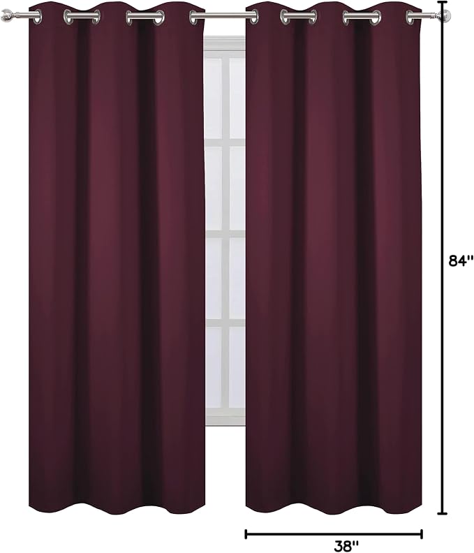 LEMOMO Burgundy Red Thermal Blackout Curtains/38 x 84 Inch/Set of 2 Panels Room - Image 10