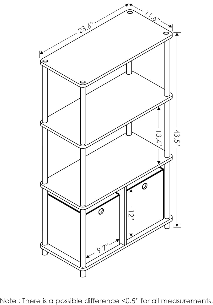 Furinno NW889DC/BK Go Green 4-Tier Multipurpose Storage Rack w/Bins, Dark - Image 3