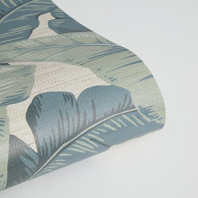 Tempaper Textured Green Layered Palm Faux Grasscloth Removable Peel and Stick - Image 7