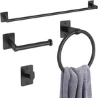 Matte Black Bathroom Accessories Set, KLJKPA 4 Pieces Bathroom Hardware Set by KLJKPA