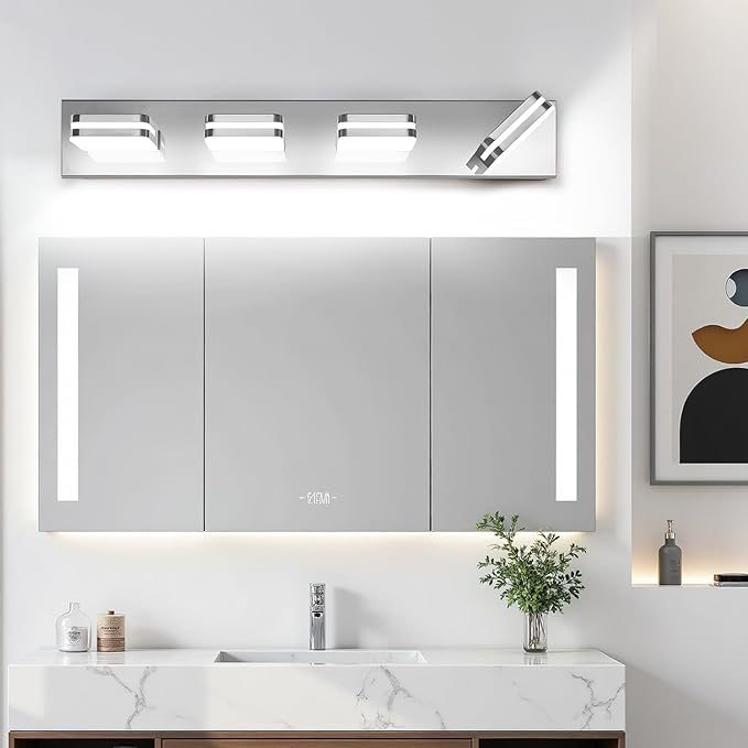 360° Rotate LED Bathroom Vanity Light Fixtures, 1600LM Acrylic Chrome Vanity - Image 8