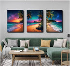 Sunset Ocean Canvas Wall Art Tropical Beach Prints Painting Palm Coconut Tree - Image 3