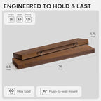 Homeforia Classic Walnut 36 inch Floating Shelf, High End Solid Real Wood Small - Image 2