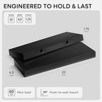 Homeforia Black Floating Shelf 20 inch, High End Solid Real Wood 20inch - Image 3