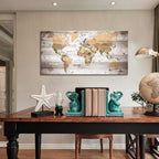 canvas Wall Art 24“x48 lagre map of the world Painting Ready to Hang Framed - Image 4