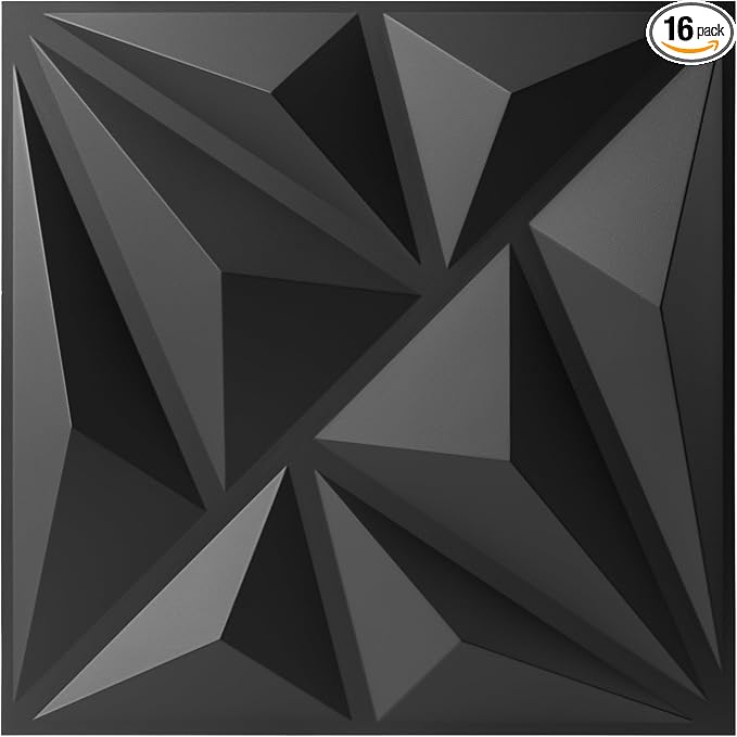 Sonicism 3D Wall Panels Adhesive Area Upgrade 16 Pack, 0.7”x11.8”x11.8” Wall by Sonicism