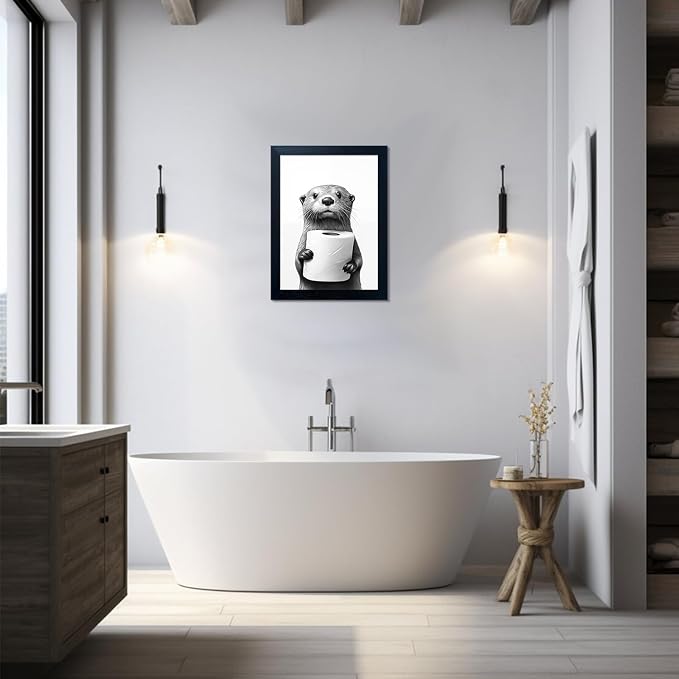 Black and White Bathroom Wall Art, Funny Bathroom Wall Decor, Toilet Paper in - Image 9