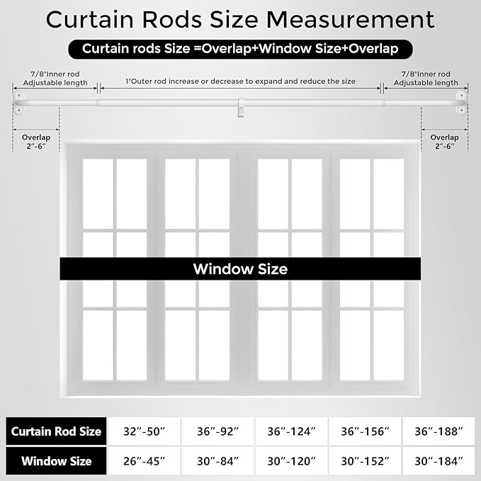 2 Pack Curtain Rods 36-120 Inch, Living Room, Sliding Door - Image 8