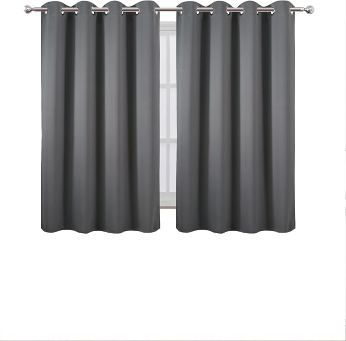 LEMOMO Blackout Curtains 66 x 54 Inch Long Frost Grey Curtains Set of 2 Panels - Image 2