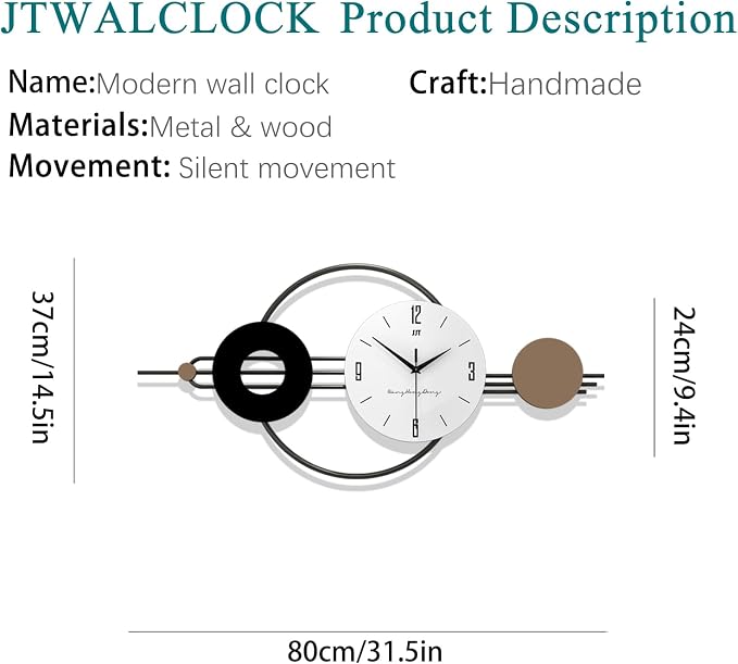 Decorative Wall Clocks for Living Room Decor, Large Modern Metal Wall Clocks - Image 5