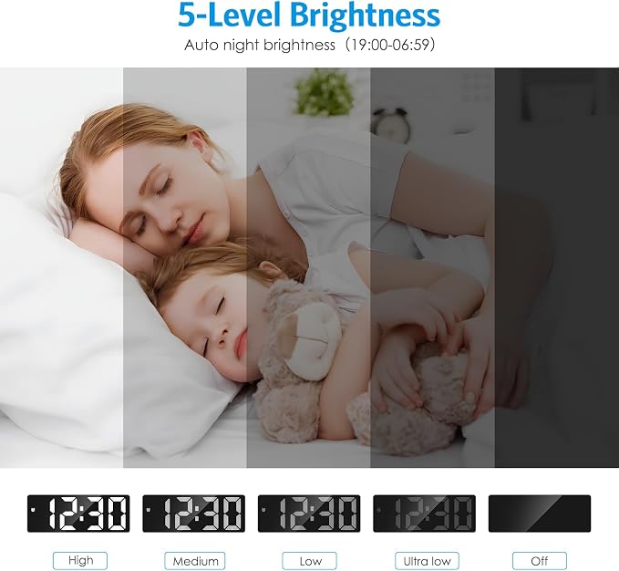 AMIR Digital Alarm Clock, Upgraded Small Digital Clock, Digital Clock Large - Image 5