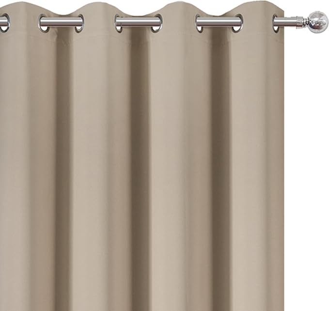 LEMOMO Blackout Curtains 66 x 95 inch/Khaki Curtains Set of 2 Panels/Thermal - Image 6