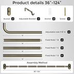 Curtain Rods 36-120 Inch, Antique Bronze Wrap Around Blackout Curtain Rods - Image 7
