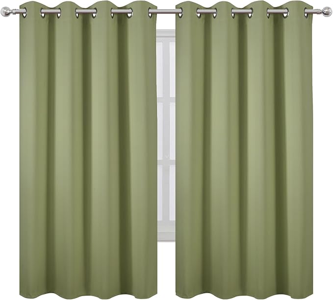 LEMOMO Sage Green Blackout Curtains 52 x 63 Inch Length/Set of 2 Curtain - Image 2