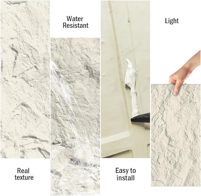 4-Pack 3D PU Stone Wall Panels for Interior Decor - Image 4