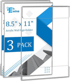 EHWINE 3 Pack 8.5 x 11 Wall Mount Acrylic Sign Holder, Wall Signs Photo Menu by EHWINE