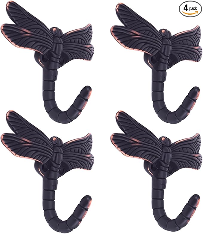 Dragonfly Hooks Wall Hooks for Hanging, Oil Rubbed Bronze Coat Hooks Wall by Lcyolada