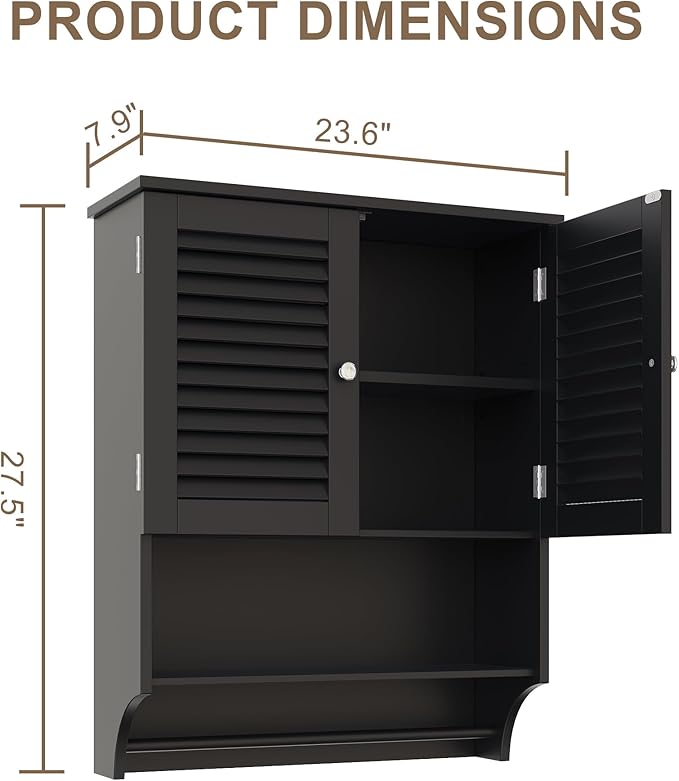 ChooChoo Bathroom Wall Cabinet, Medicine Cabinet, 2 Doors Over The Toilet Space - Image 3