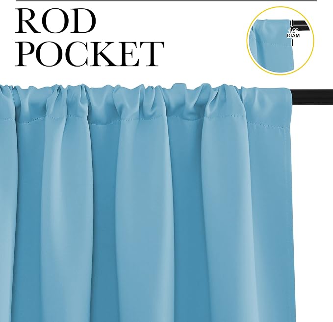 NICETOWN Window Curtains Blackout Drapes, Teal Blue, 1 Pair, 52 by 84-Inch - Image 2