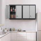GREATMEET Lockable Storage Cabinet, Metal Garage Storage Cabinets, Metal Wall - Image 2