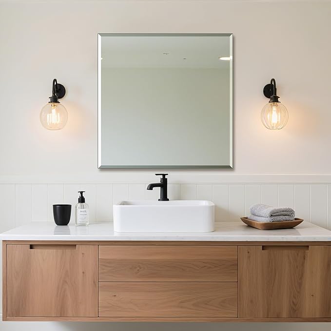 Ruomeng Frameless Mirror for Wall, 30x30 Inch Bathroom Vanity Mirror Farmhouse - Image 2