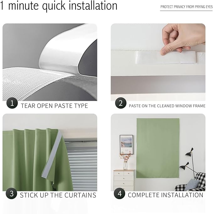 Portable Light Blocking Curtains Self-Stick Design, Removable Adhesive Window - Image 4