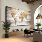 Large Wall Art grey map of The World Painting Ready to Hang 29"x58"Large Framed - Image 4